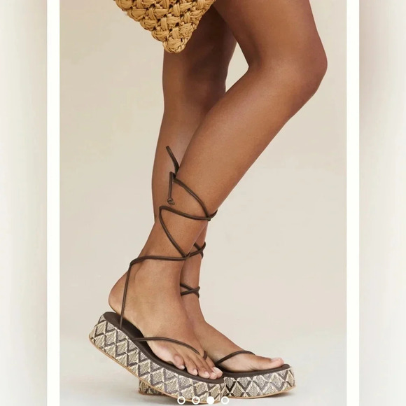 ! NEW ANTHROPOLOGIE woven platform tie up sandals - Picture 3 of 5
